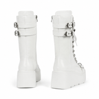 Cream Ivory Cortona Leather Wedge Boots heel detail
