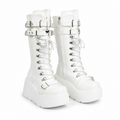 Cream Ivory Cortona Leather Wedge Boots