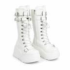 Cream Ivory Cortona Leather Wedge Boots