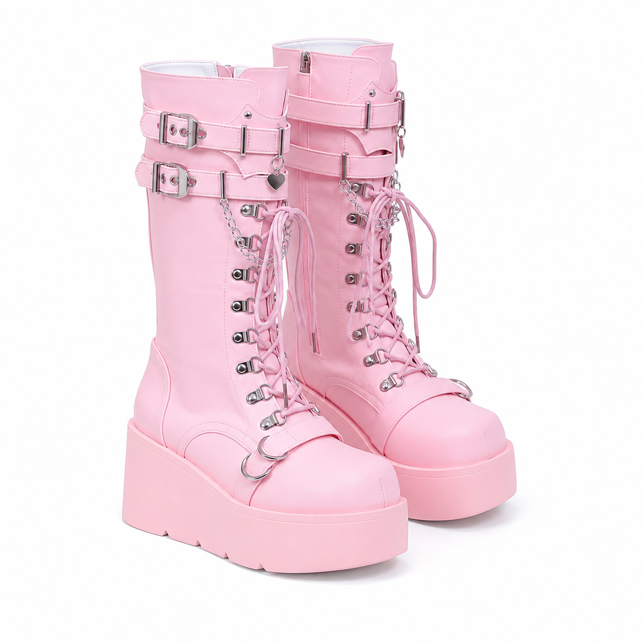 Dusty Rose Cortona Leather Wedge Boots