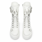 Cream Ivory Cortona Leather Wedge Boots top view