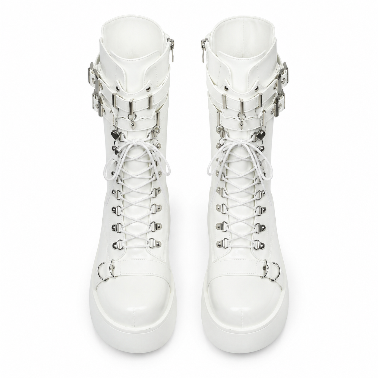 Cream Ivory Cortona Leather Wedge Boots top view
