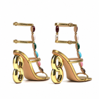 Warm Gold Flavia Microfiber Multi-Strap Sandals heel detail