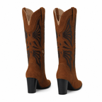 Rich Brown Evora Square-Heel Boots heel detail