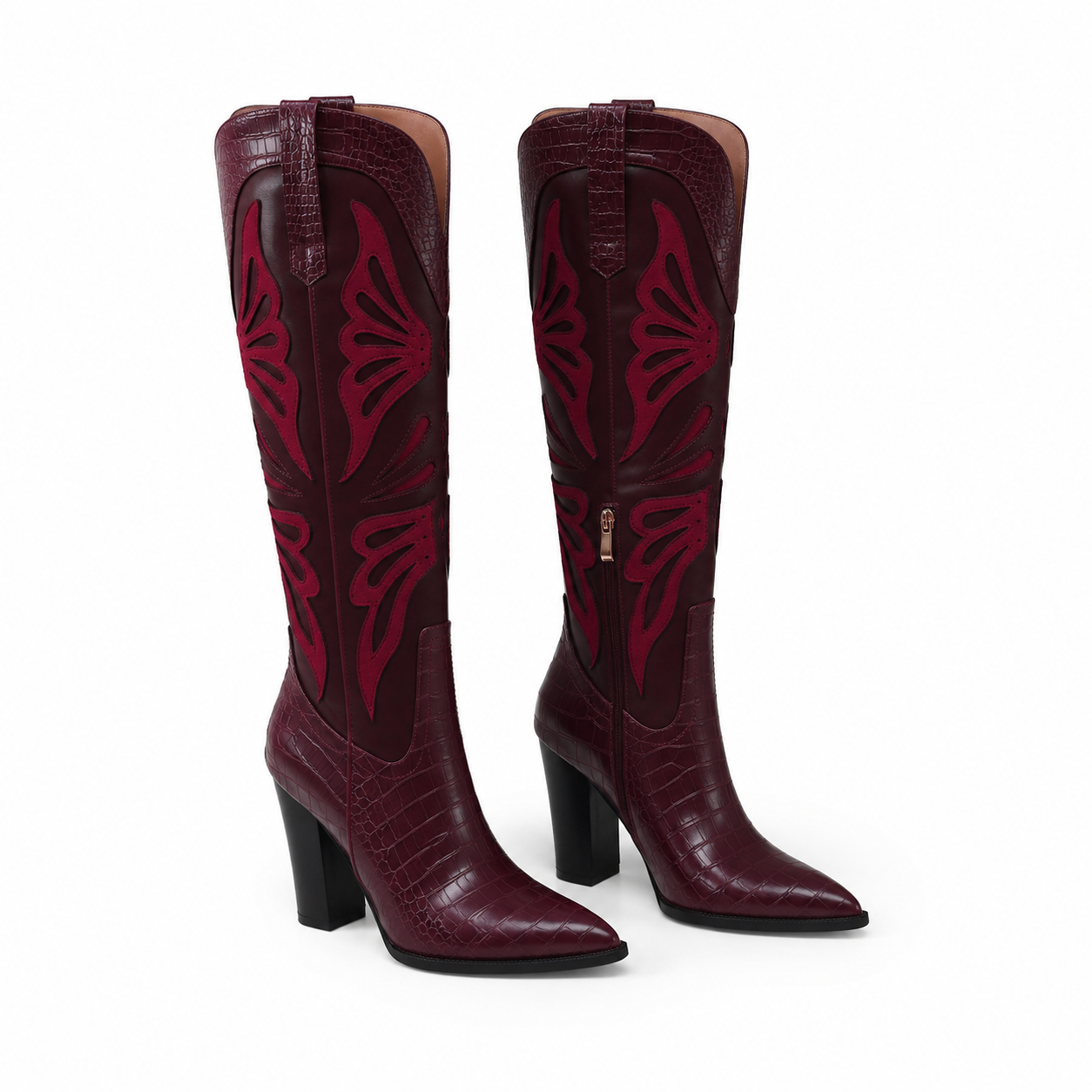 Deep Wine Evora Square-Heel Boots