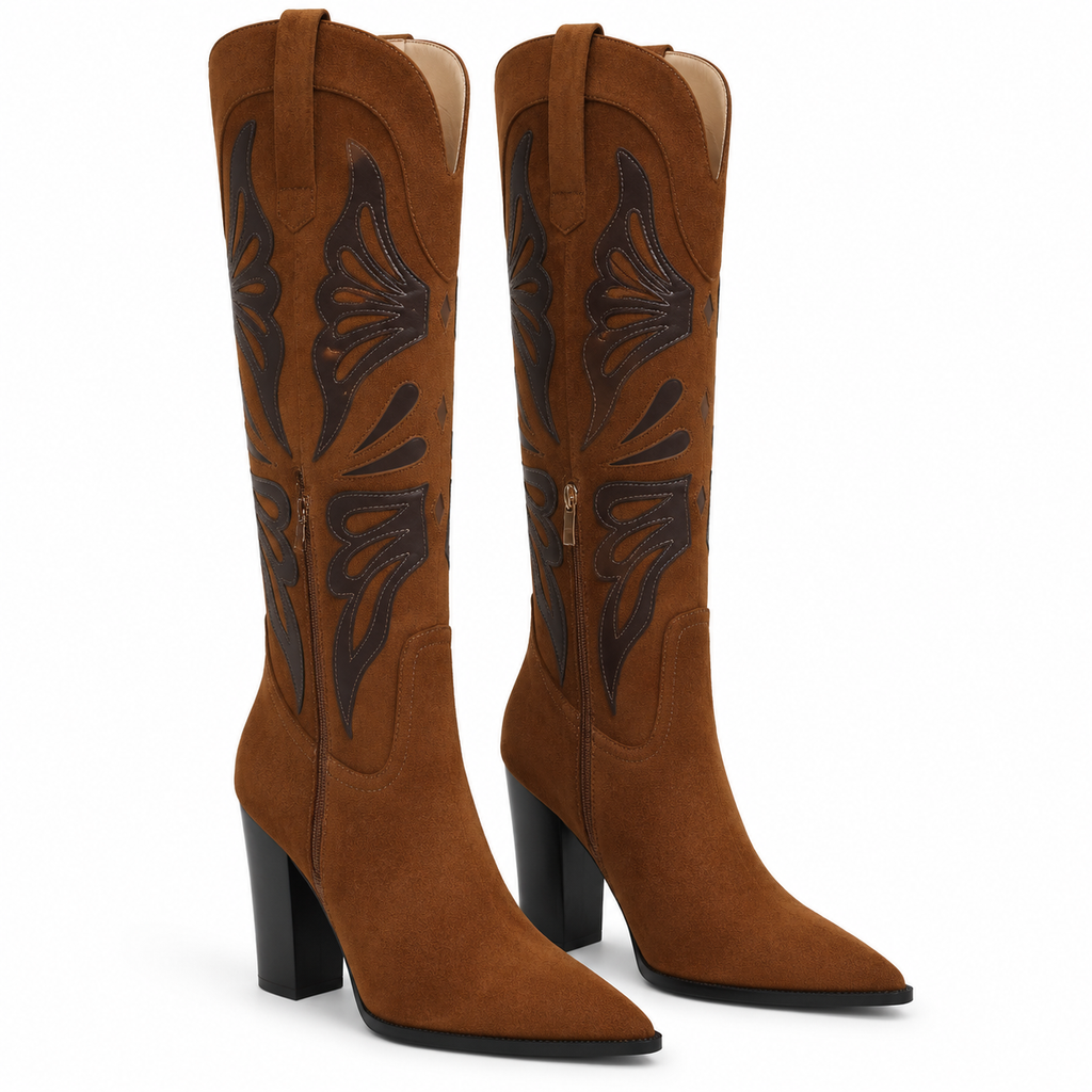 Rich Brown Evora Square-Heel Boots