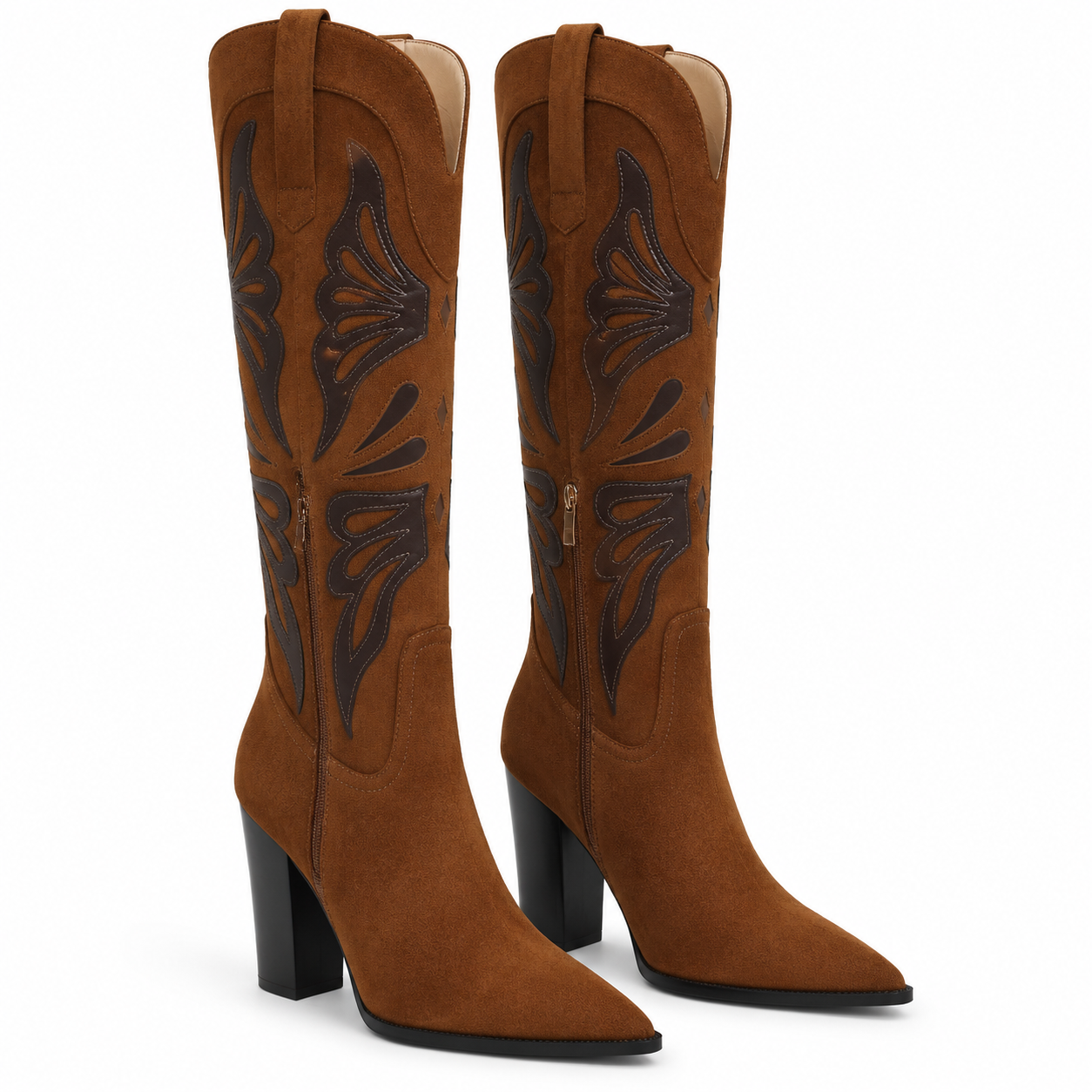 Rich Brown Evora Square-Heel Boots