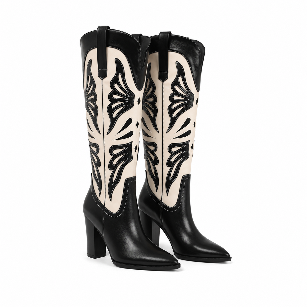 Deep Black Evora Square-Heel Boots