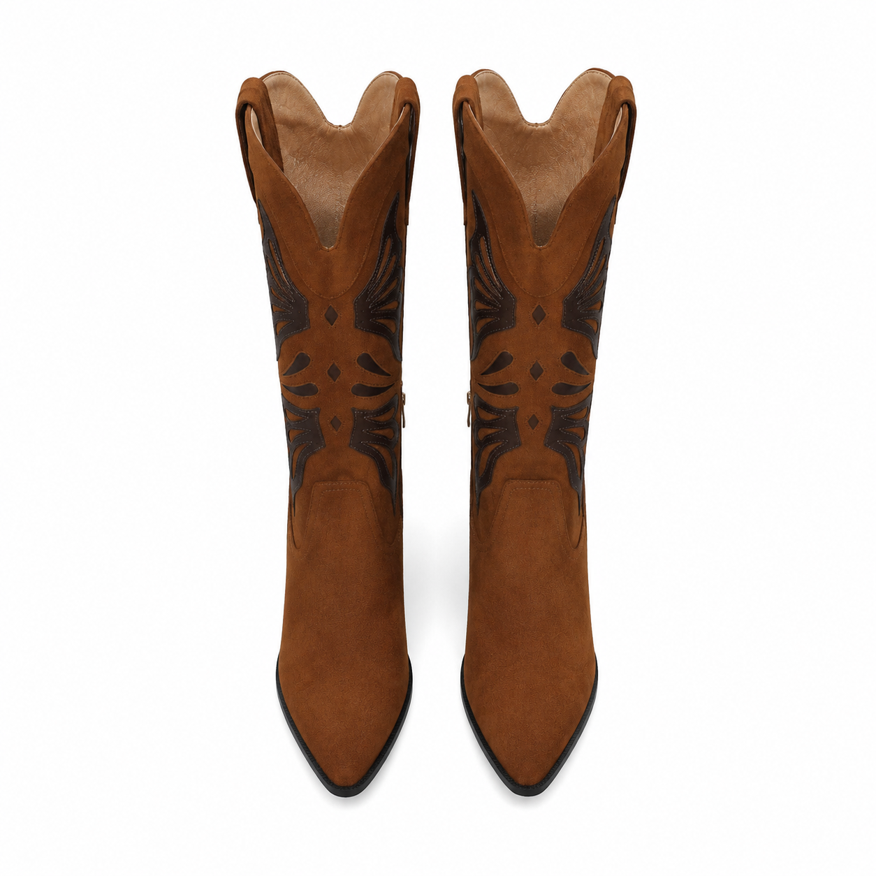 Rich Brown Evora Square-Heel Boots top view