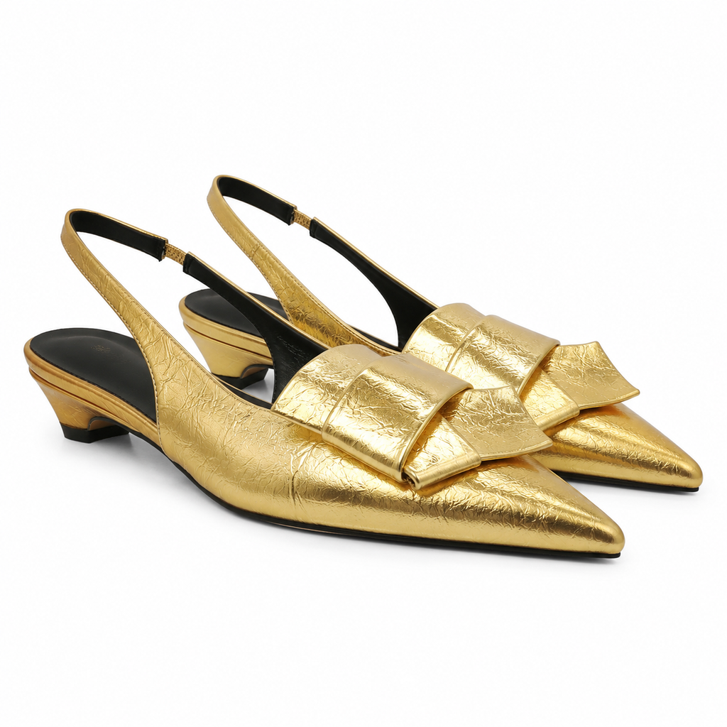 Warm Gold Women's Pointed-Toe Lycra Slingback Flat Sandals