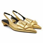 Warm Gold Women's Pointed-Toe Lycra Slingback Flat Sandals