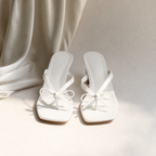 Cream Ivory Women's Open-Toe Leather Thong Heeled Sandals styled scene