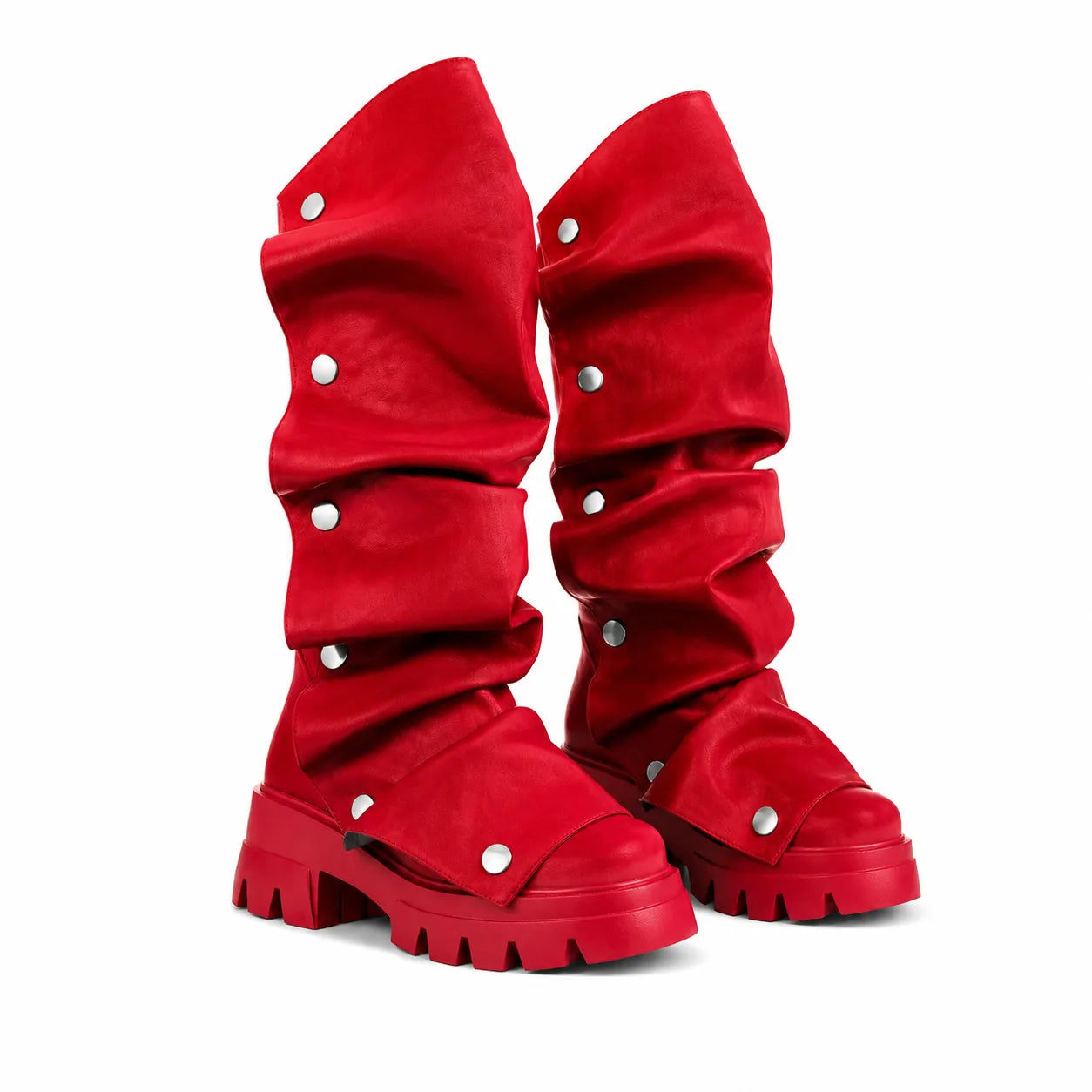 Red Suede Comino Block-Heel Boots
