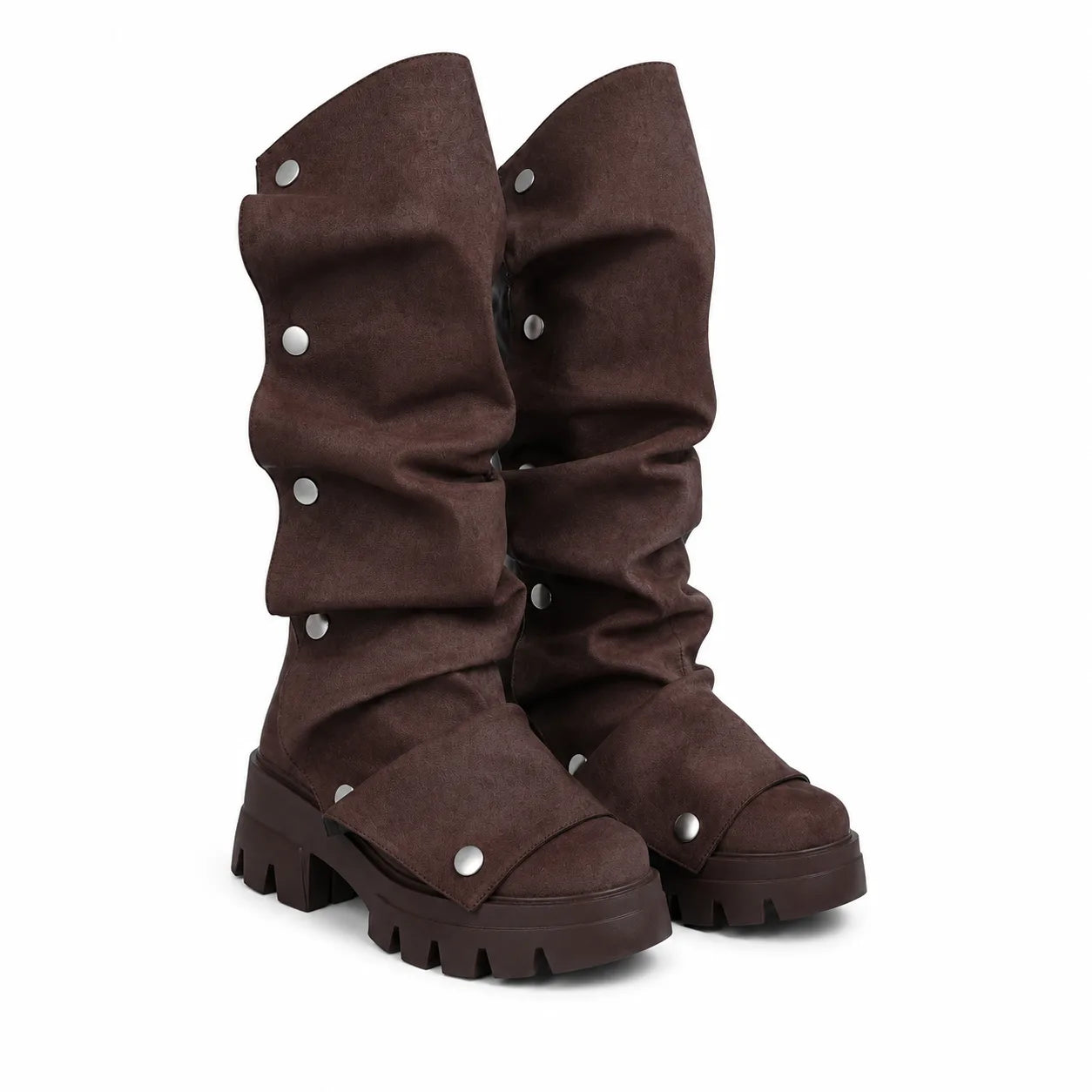 Chocolate Suede Comino Block-Heel Boots