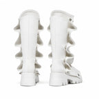 Cream Ivory Comino Block-Heel Boots heel detail