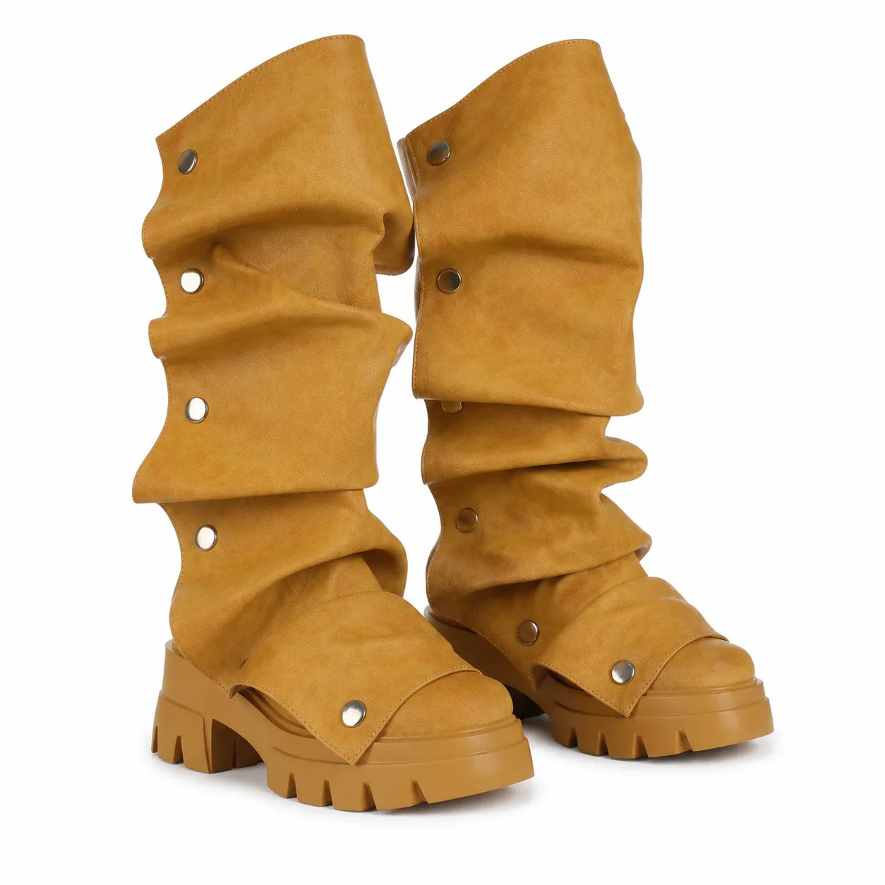 Butter Yellow Comino Block-Heel Boots