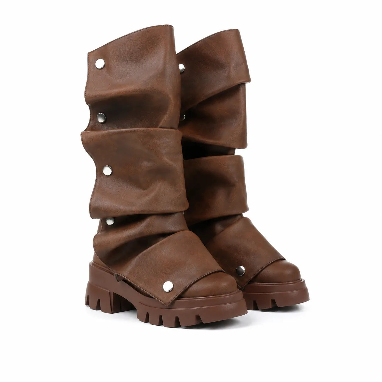 Rich Brown Comino Block-Heel Boots