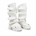 Cream Ivory Comino Block-Heel Boots