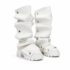 Cream Ivory Comino Block-Heel Boots