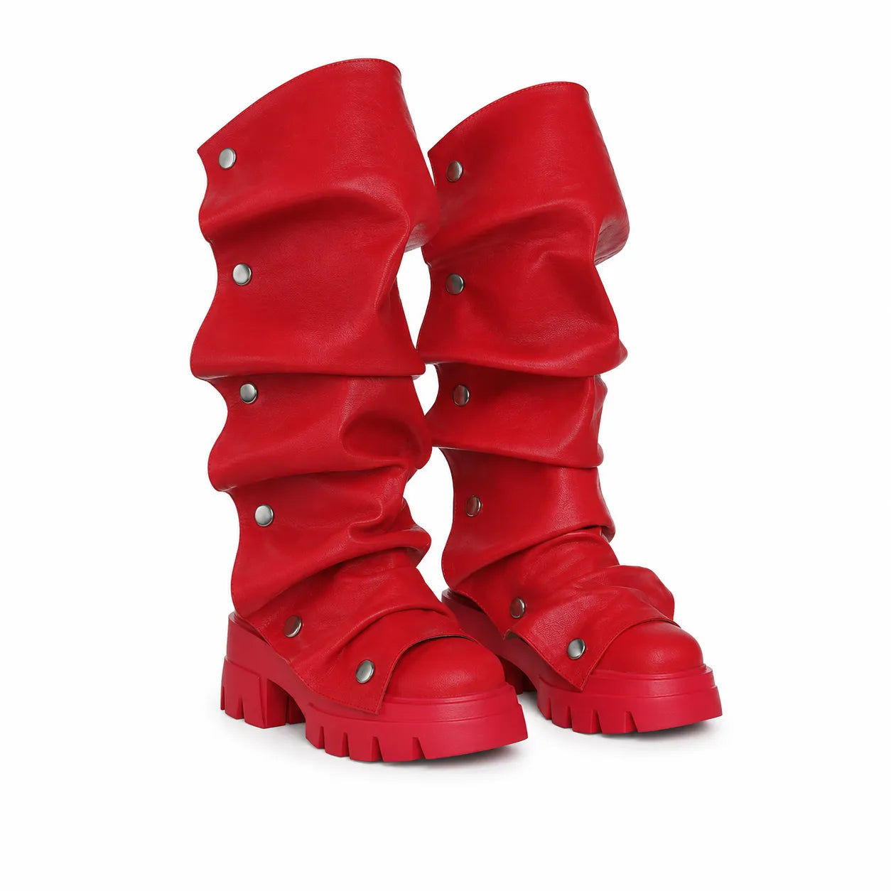 Deep Red Comino Block-Heel Boots