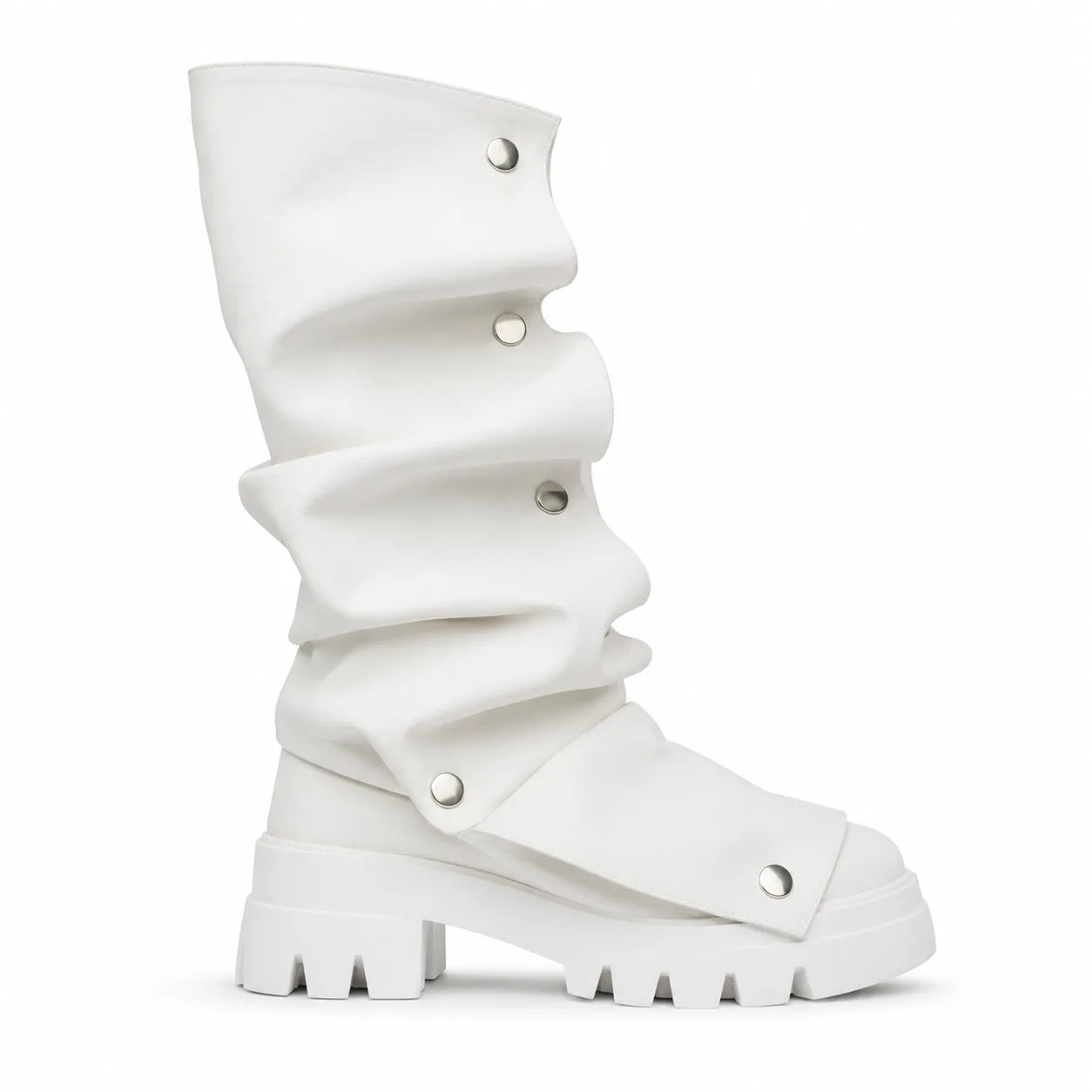 Cream Ivory Comino Block-Heel Boots side view