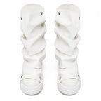 Cream Ivory Comino Block-Heel Boots top view