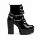 Black Patent Braga Patent Leather Block-Heel Boots side view