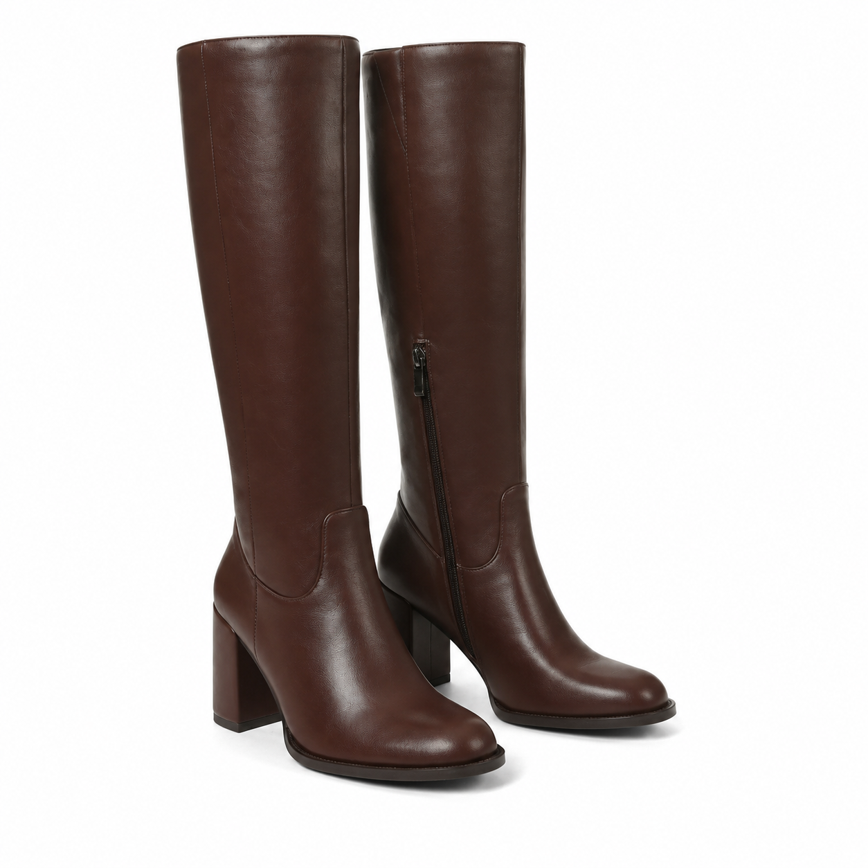 Rich Brown Douro Leather Block-Heel Boots