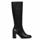 Deep Black Douro Leather Block-Heel Boots side view