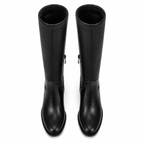 Deep Black Douro Leather Block-Heel Boots top view