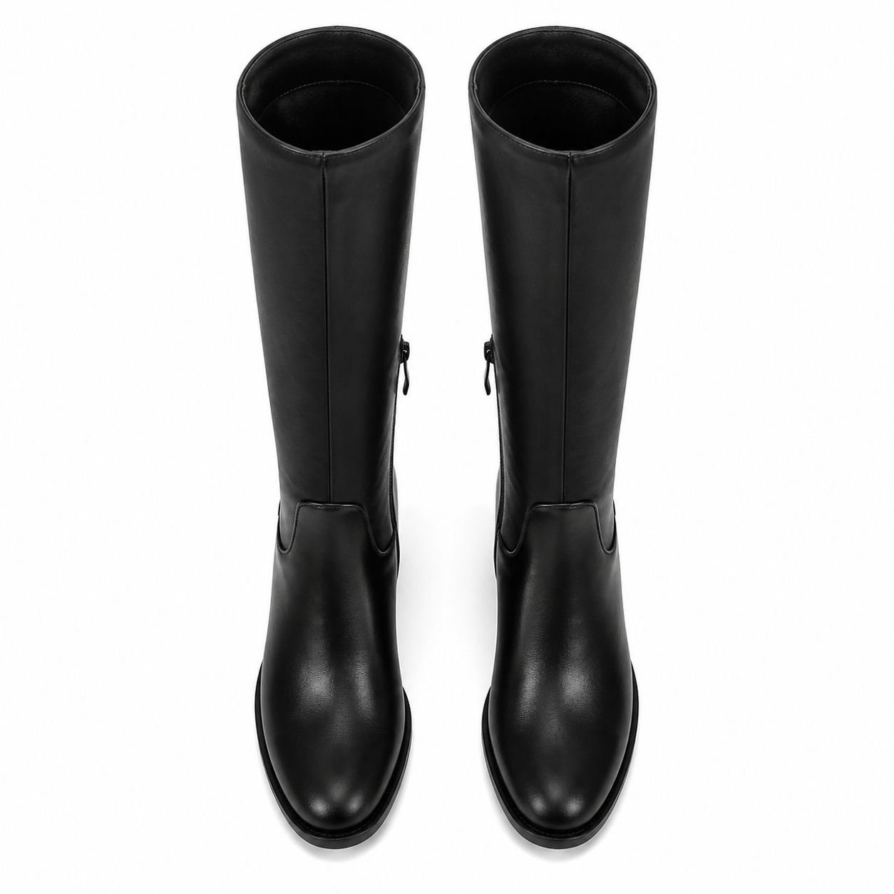Deep Black Douro Leather Block-Heel Boots top view