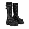 Deep Black Nerja Leather Knee-High Boots