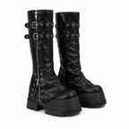 Deep Black Nerja Leather Knee-High Boots