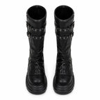 Deep Black Nerja Leather Knee-High Boots top view