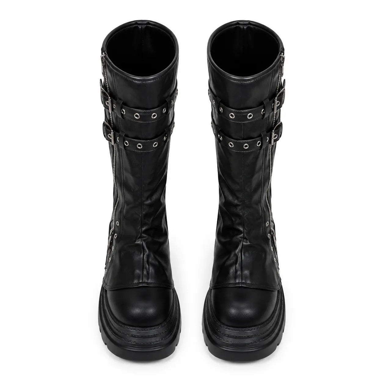 Deep Black Nerja Leather Knee-High Boots top view