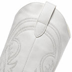 Cream Ivory Gozo Block-Heel Boots close-up detail