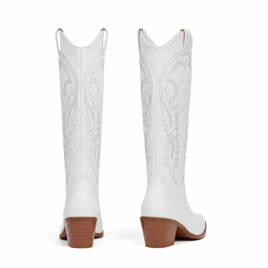 Cream Ivory Gozo Block-Heel Boots heel detail