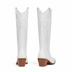 Cream Ivory Gozo Block-Heel Boots heel detail