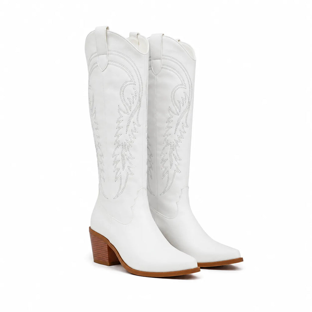 Cream Ivory Gozo Block-Heel Boots