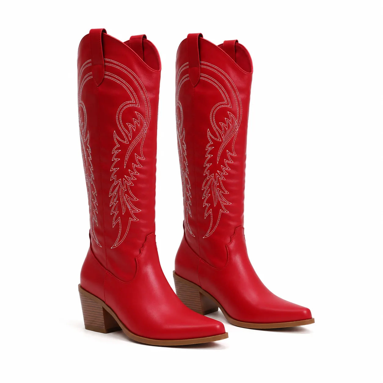 Deep Red Gozo Block-Heel Boots