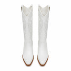 Cream Ivory Gozo Block-Heel Boots top view