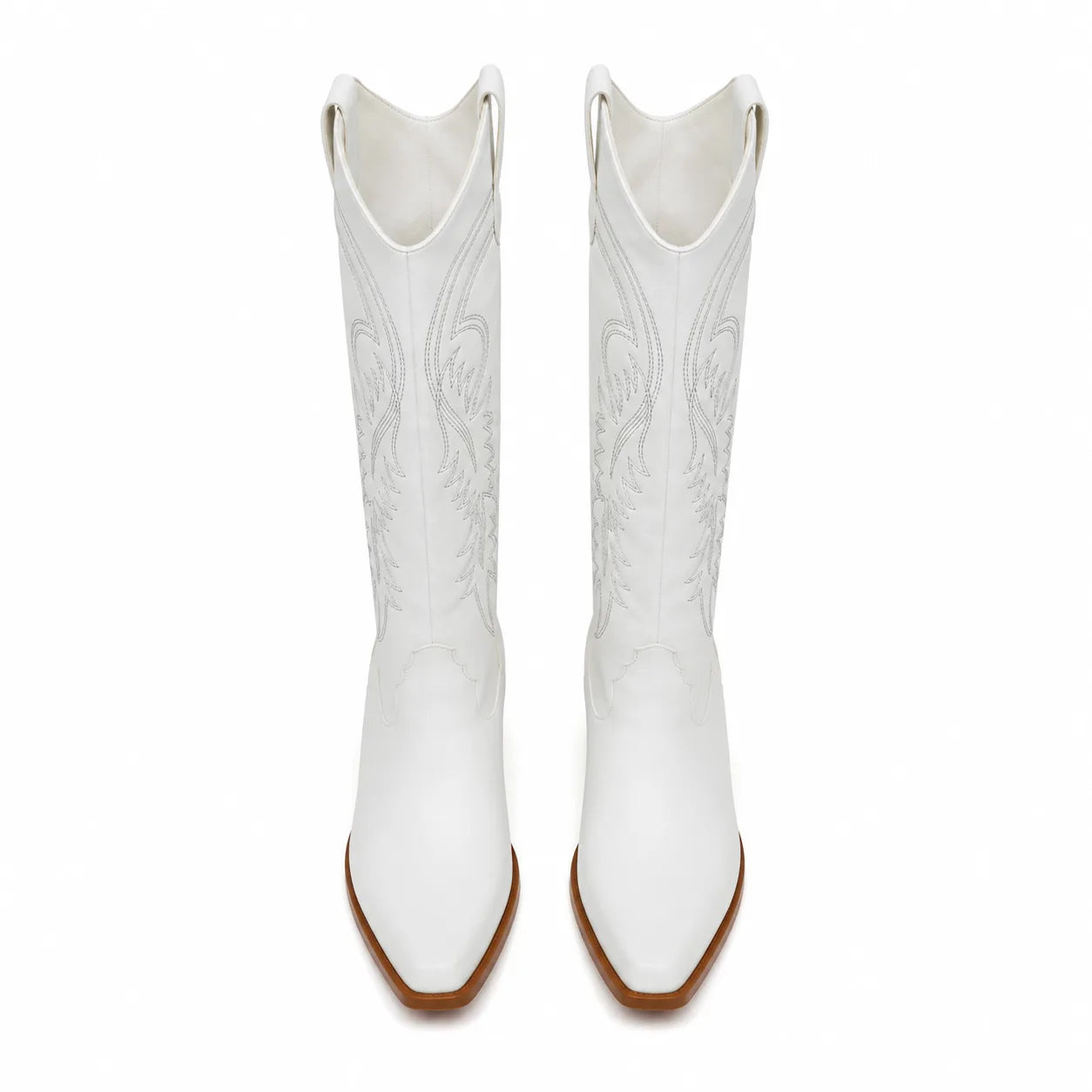 Cream Ivory Gozo Block-Heel Boots top view