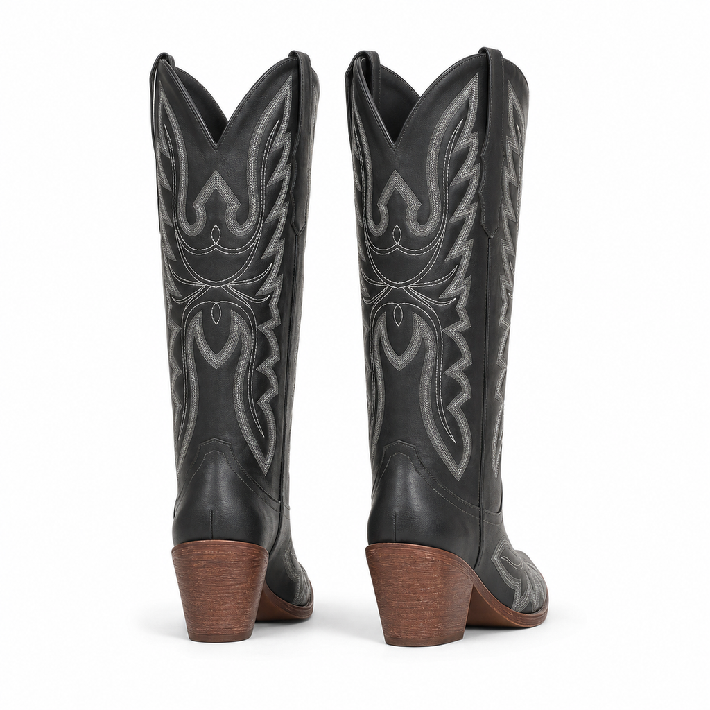 Deep Black Nerano Boots heel detail