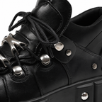 Deep Black Chianti Leather Platform Boots close-up detail