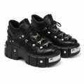 Deep Black Chianti Leather Platform Boots