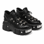 Deep Black Chianti Leather Platform Boots
