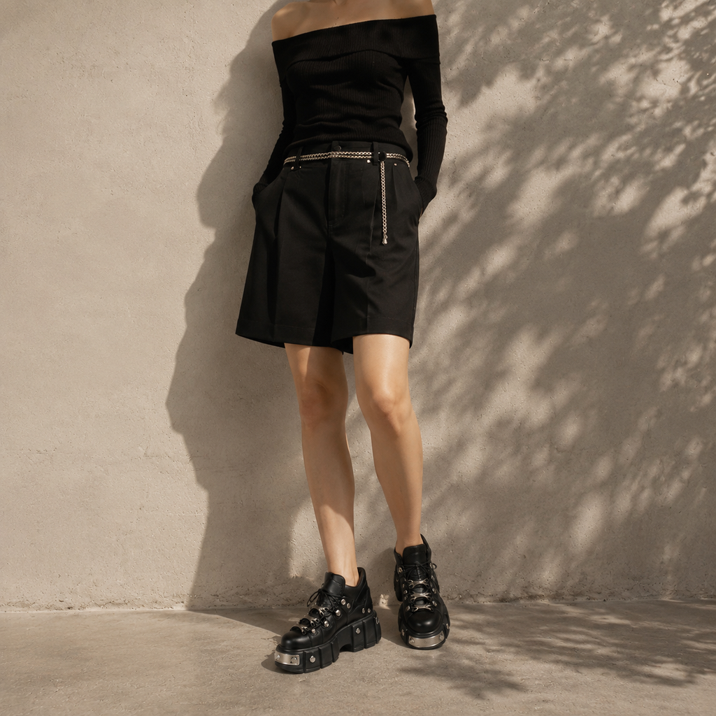 Deep Black Chianti Leather Platform Boots lifestyle scene