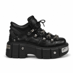 Deep Black Chianti Leather Platform Boots side view