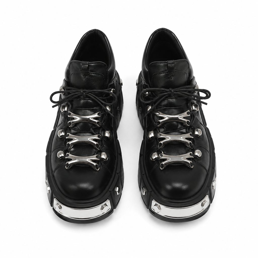 Deep Black Chianti Leather Platform Boots top view