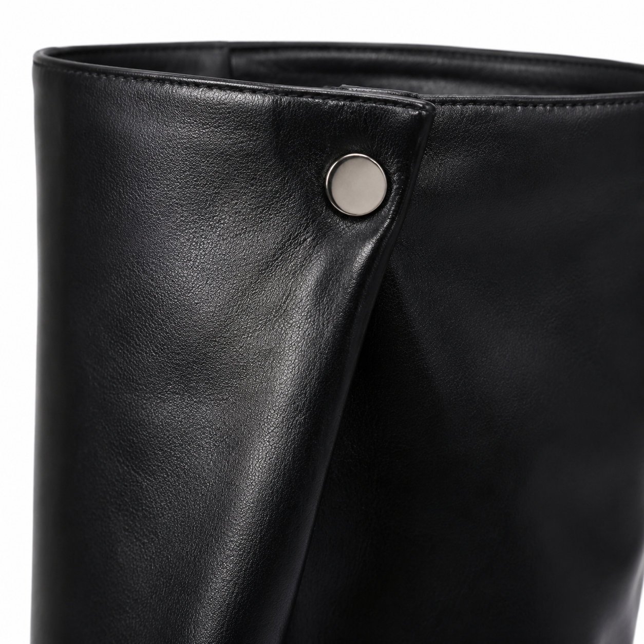 Deep Black Tellaro Sheepskin Stiletto Boots close-up detail